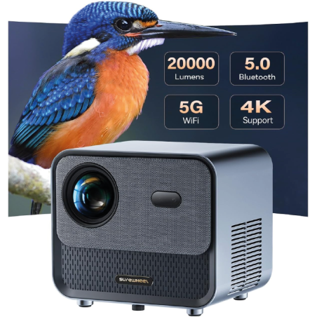 SUREWHEEL - Proyector 4K con WiFi 6 y Bluetooth, proyector de  película 800ANSI para Uso en Exteriores, proyector portátil