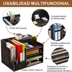 Organizador De Escritorio Madera Para Oficina Hogar Armable