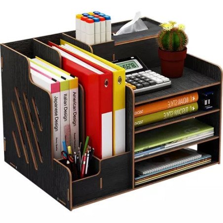 Organizador De Escritorio Madera Para Oficina Hogar Armable