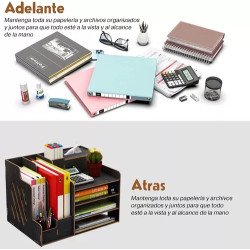 Organizador De Escritorio Madera Para Oficina Hogar Armable
