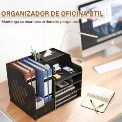 Organizador De Escritorio Madera Para Oficina Hogar Armable